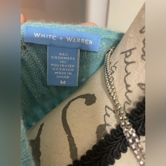 White+Warren Cashmere Blend Cable Knit Pullover Sweater SZ Medium EUC - Picture 4 of 4